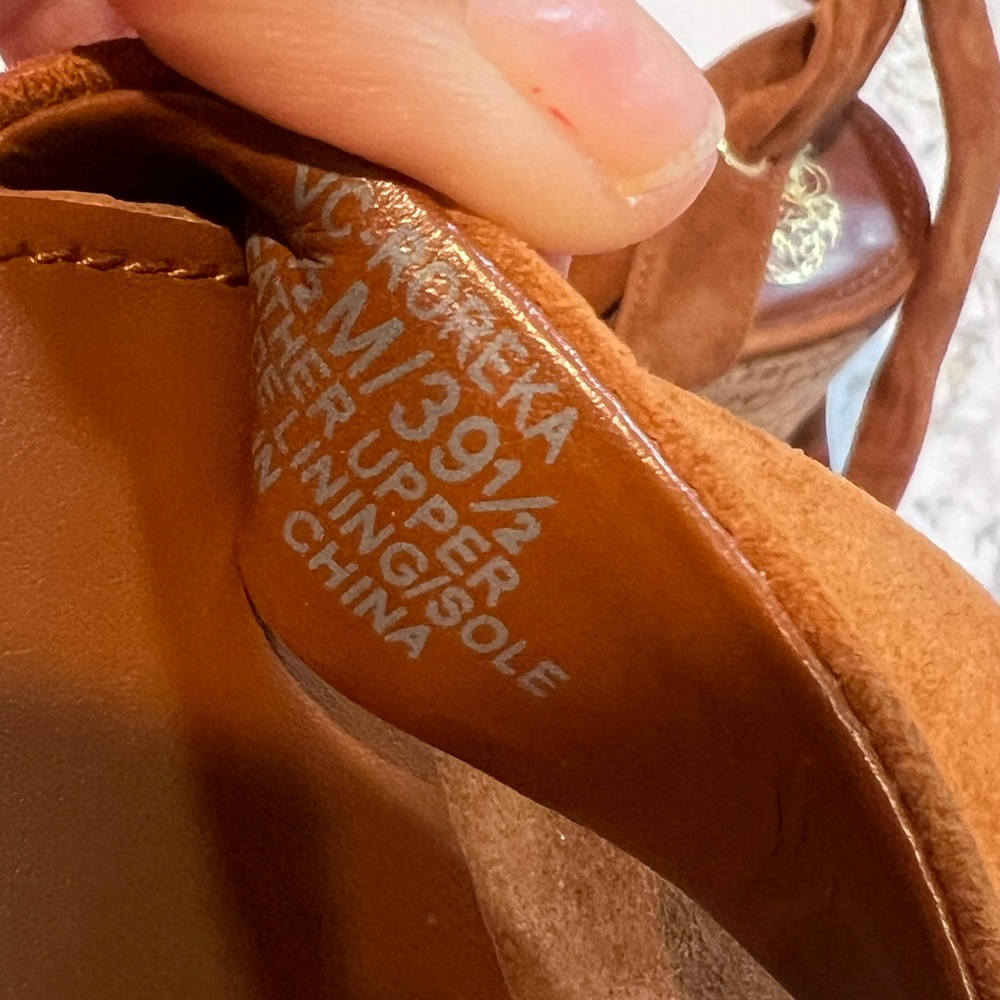 Vince Camuto Roreka Cinnamon Bark Suede Espadrille Sandals Size 8.5 - Picture 7 of 11
